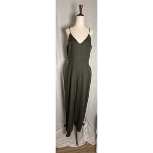 Line & Dot Olive Green Ladder Cutout Wide-Leg Strappy Linen Jumpsuit
Size Large